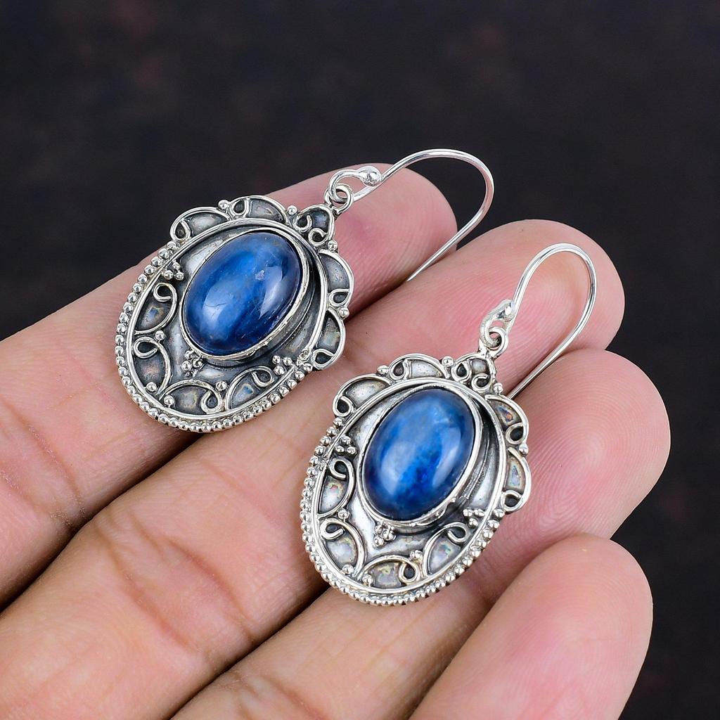 Kyanit Ohrringe Vintage Ohrring Erstaunlicher Schmuck Edelstein Ohrring 925 Sterlingsilber Ohrring Handgefertigte Ohrringe Geschenke für Mama Hängeohrring