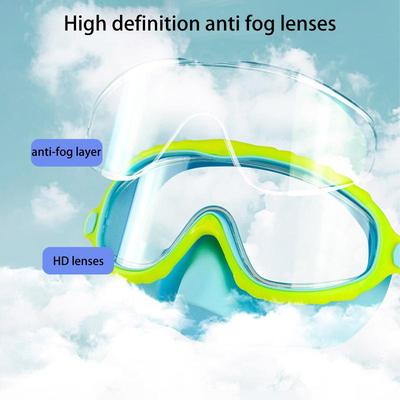 Swim Goggles With Nose Cover Wide Field Of View Diving Mask Anti-Fog Anti-Leak ,Toddler Swimming Goggles For Kids Ages 3-15