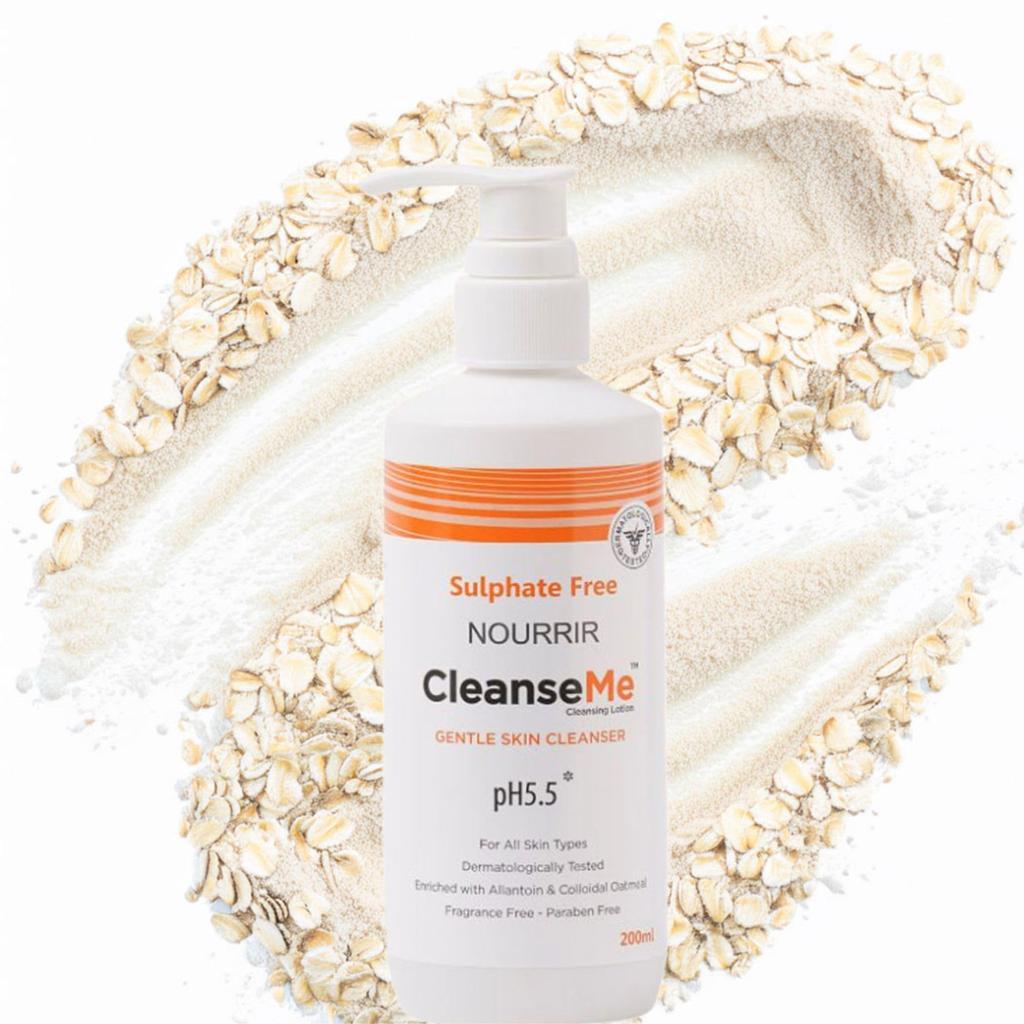 NOURRIR CleanseMe Sanfter Hautreiniger Gesichtswaschmittel | 200 ML | Alle Hauttypen | Angereichert mit Allantoin & Kolloidalem Hafer | Mit oder Ohne Wasser Anwendbar