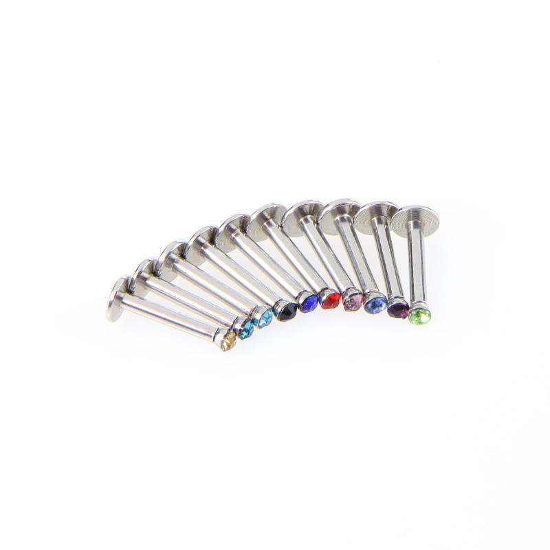 RUI RUI YU 10 stk Multi Colors Hypoallergenisk rustfritt stål Labret Lip Ring Sett Tragus Helix øredobber Stud
