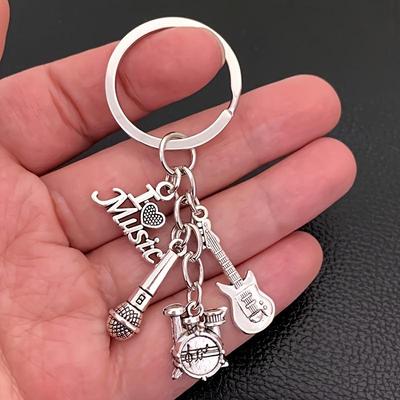 Cross-Border Fashion Music Instrument Keychain: Guitar & Drum Set Alloy Accessories Gift