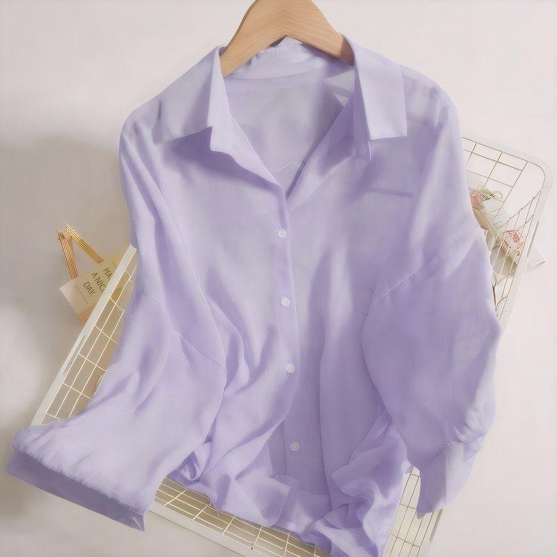 

Летняя рубашка с длинными рукавами, женская тонкая свободная куртка, модные универсальные топы, женская верхняя одежда, женские топы 2XL 136-75 kg озеро синий