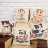 Cute Cat Pillow Case Lovely Cartoon Kitty Home Sofa Decorative Cushion Cover Cotton Linen Almofada Cojines Decorativos Pillowcas