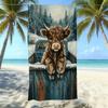 Europäisches und Amerikanisches Retro Hochlandrind Druck Strandtuch Mikrofaser Verdickt Wasseraufnahme Schnelltrocknend Outdoor Badetuch