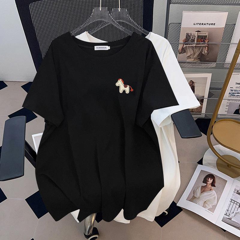 Women s Plus Size Mid-Length Loose Short-Sleeve T-Shirt 4XL