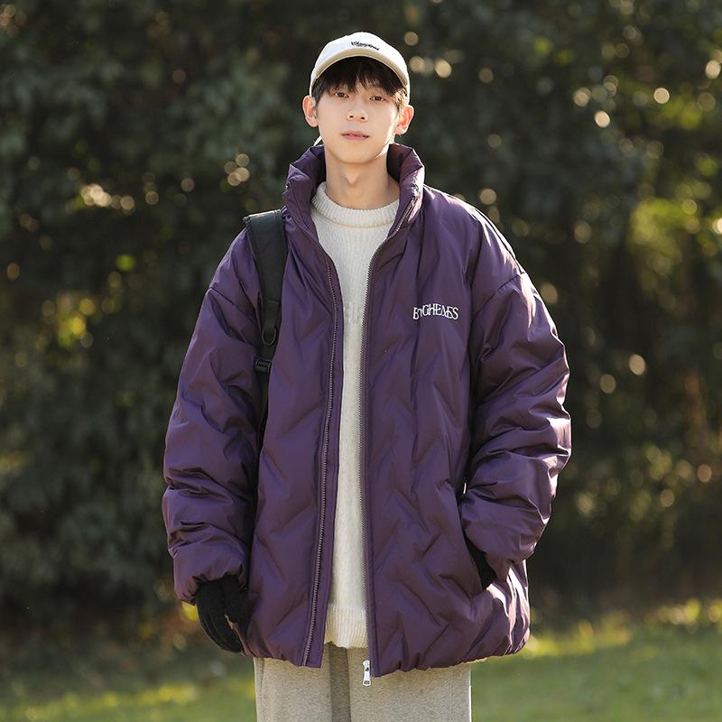 

Men s Winter Diamond Pattern Plus Size Down Jacket - Trendy, Warm, Lightweight, Casual, Loose Fit, White Duck. 4XL фіолетовий