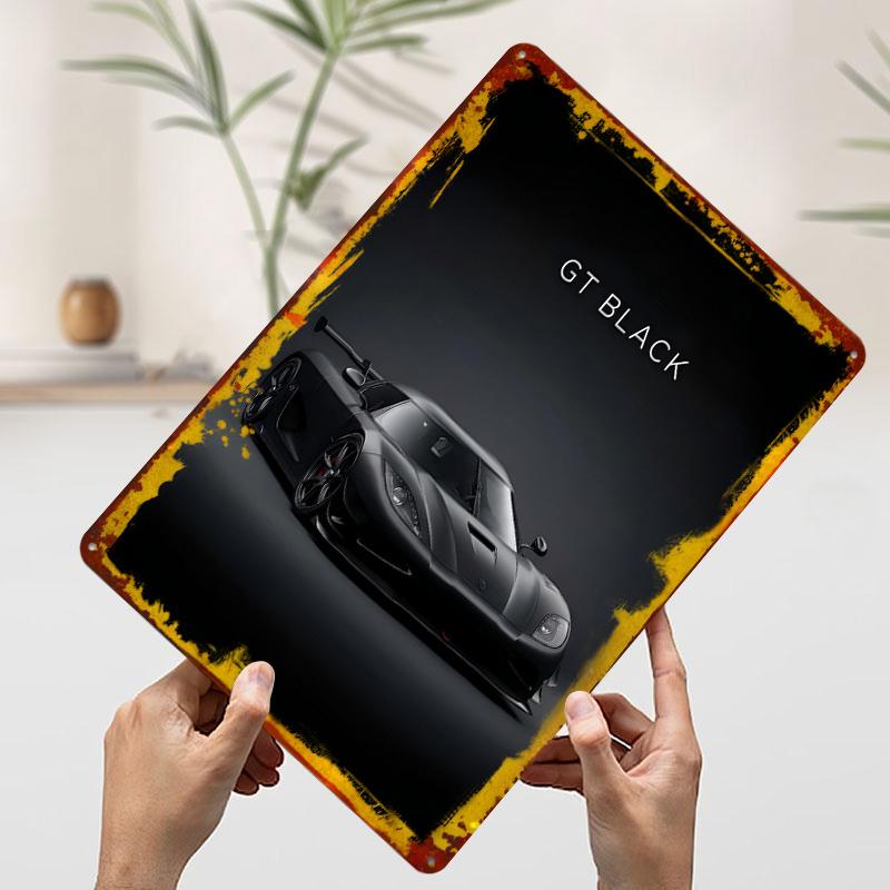 

Black Sports GT Car Poster Customized Vintage Metal Signs Wall Art Retro Tin Plaque for Garage Decoration Bedroom Decorations 7.9x11.8In(20x30cm)