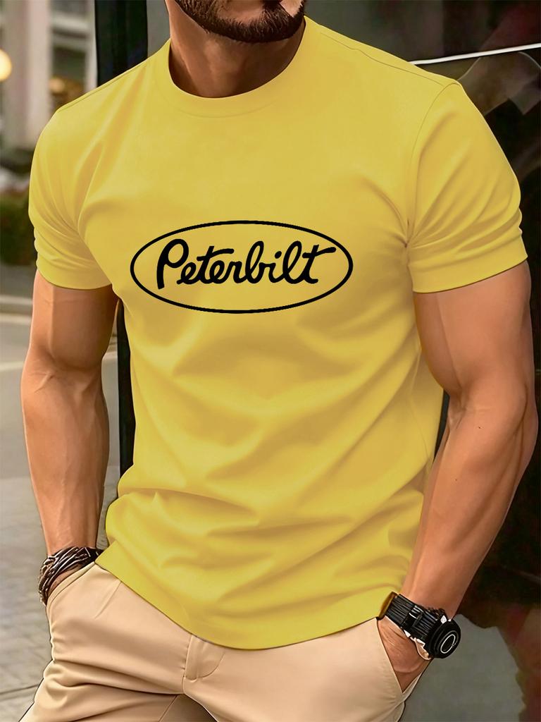 T-shirt in Cotone con Stampa Lettere Peterbilt da Uomo Estive Morbide Oversize Girocollo Manica Corta Top Comodi Abbigliamento Base