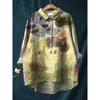 Japanese Kimono Blouse Harajuku Cute Strawberry Cats Print Women's Long Sleeve Shirt Summer Casual V Neck Cozy Loose Top