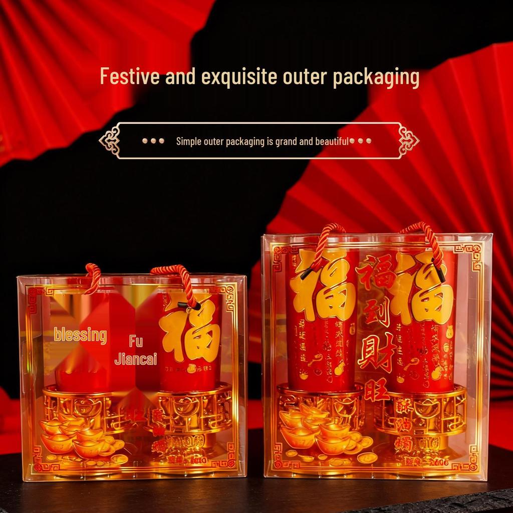 Tribute Candles for Wealth Offering: Red Ghee Smokeless God of Wealth Lamp