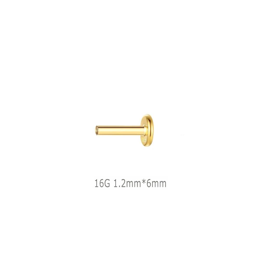 Aide 1pc 925 Silver Mini Zircon Thick Flat Screw Back Drop Earrings For Women K Gold Piercing Stud Earrings Jewelry