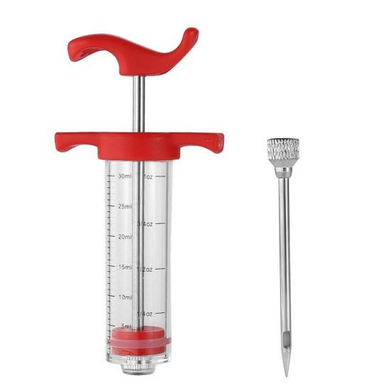 

Игла для вкуса с иглой из нержавеющей стали, пищевой масштаб, дизайн, маринад для мяса, барбекю, стейк из свинины, инжектор для мясного соуса, кухонные инструменты красный