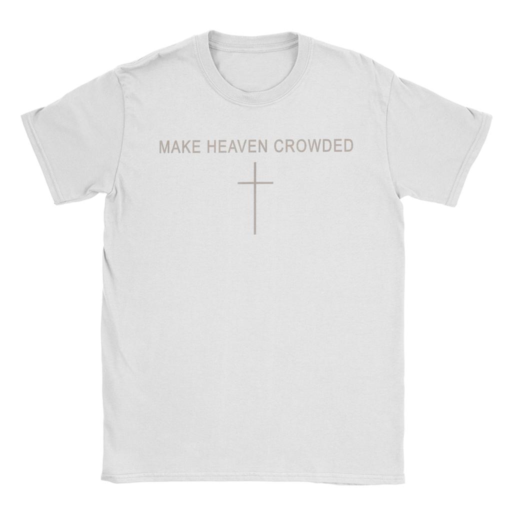 Men's Make Heaven Crowded Cross Subtle Christian Faith Minimalist T-Shirts  Clothing Summer Short Sleeve T-Shirt Plus Size