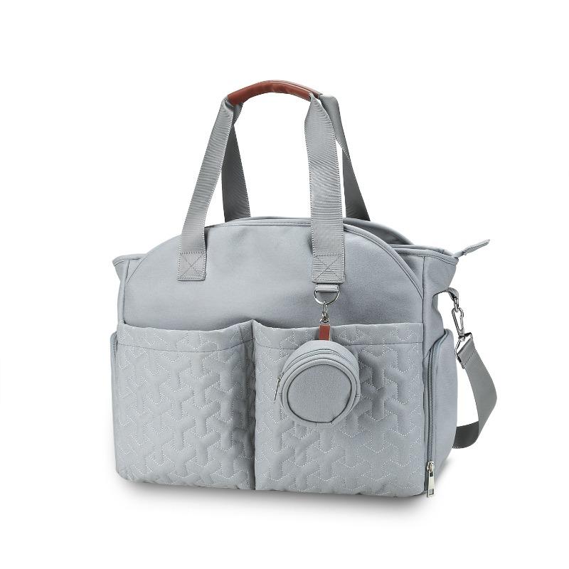 Large Capacity Polyester Diaper Bag for Moms Breast Pump Pocket Shoulder Tote & Insulated Bottle Pouch Multi-Functional Travel
