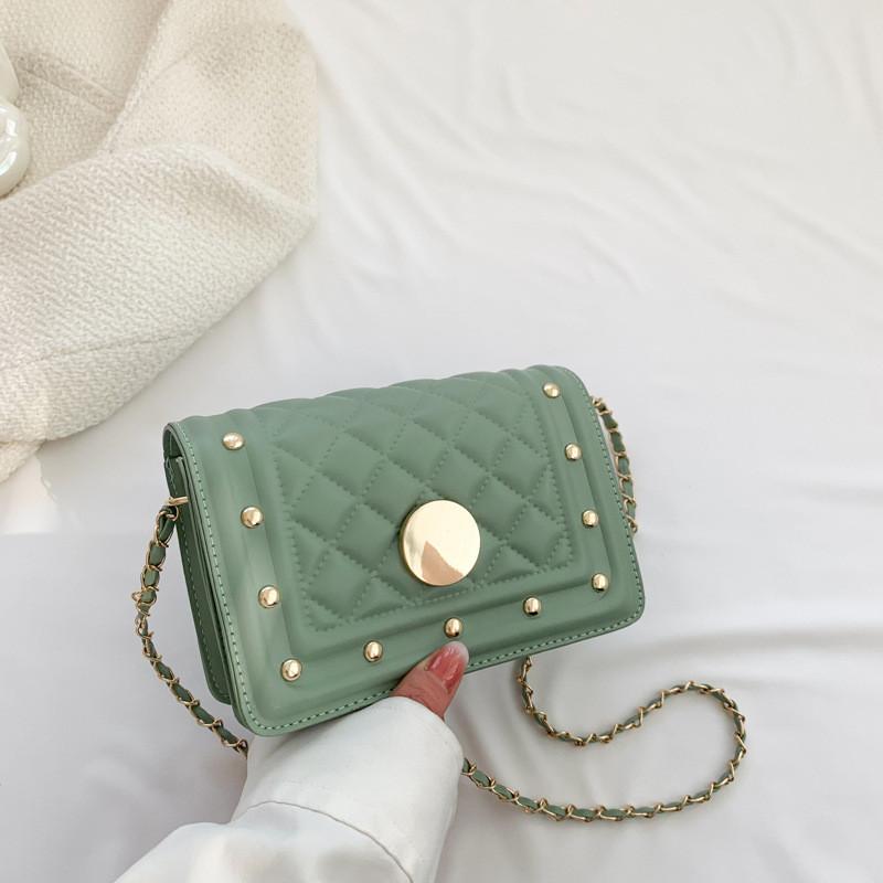 Fashionable Chic Small Square Bag Stylish Simple Shoulder Bag For Daily Use зелёный