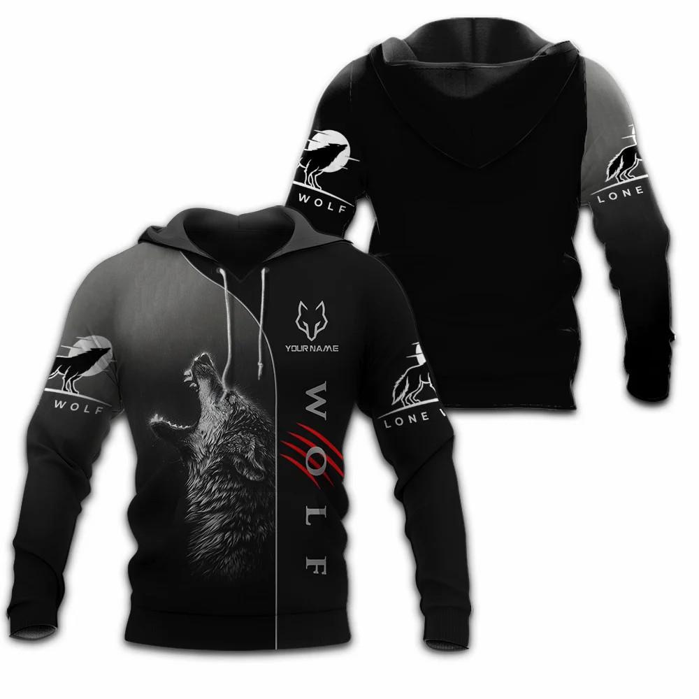 New Graphic Wolf Men's Fashion 3D Print Hoodie Streetwear Hoodies Long Sleeve Hooded Print Front Pocket Design Hoodie Sweatshirt