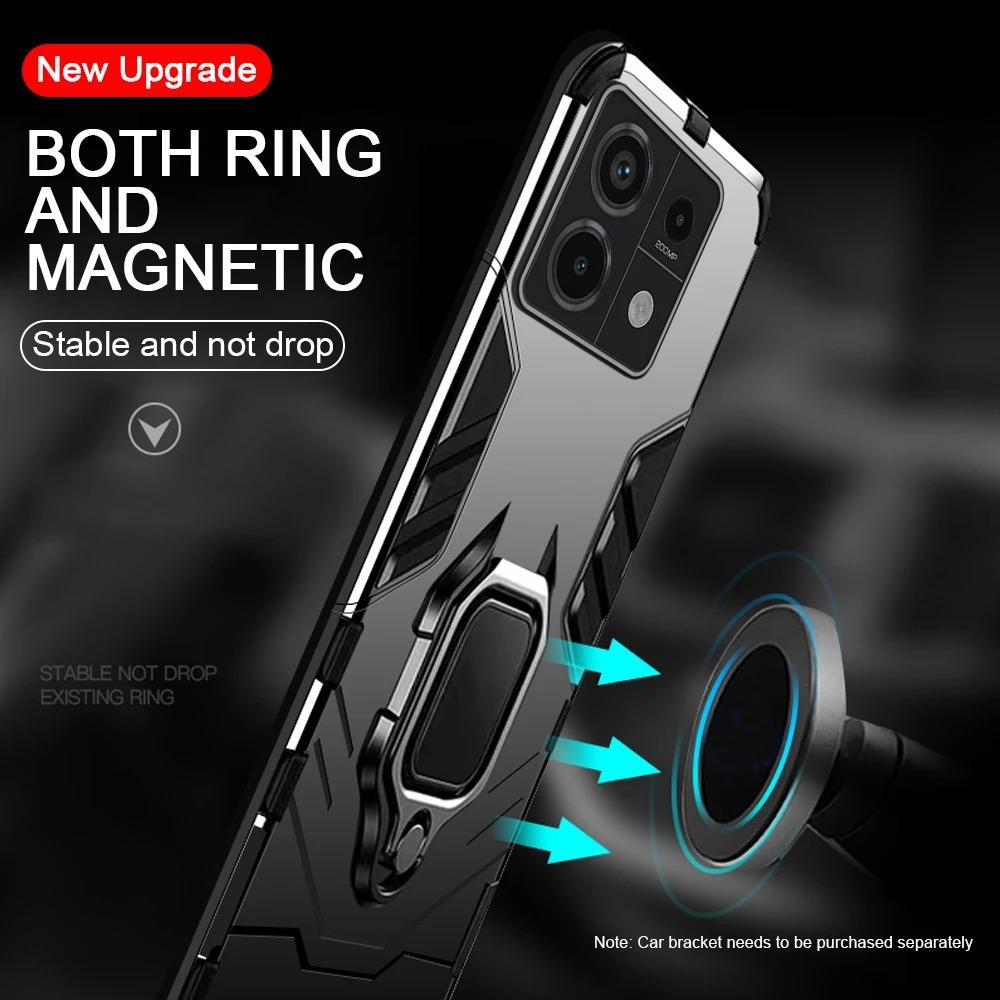 Magnetic Case for Xiaomi Redmi Note 13 Pro Plus 5G 12 Pro+ 12S Cover with Ring Stand Bracket Shell Business Full Protection Cover