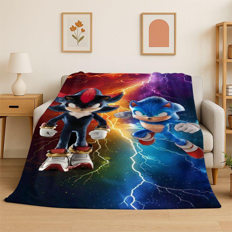Classic Game S-Sonic Cartoon Soft Flannel Throw Blanket,Cozy Blanket for Bed,Couch,Sofa,Bedroom,Living Room,Travel,Picnic Kids