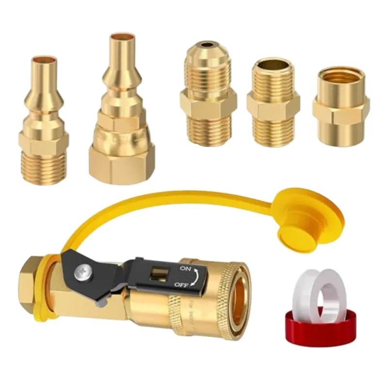 Propane Quick Connect 7pcs Set for Low Pressure RV Gas Appliances Compatible with Camping Stoves Heaters Grills and Fire Pits