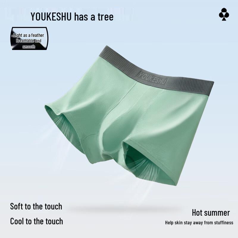 Youkeshu Men's 7A Antibacterial Cotton Boxer Briefs 3-Pack