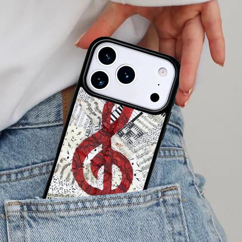 Treble Clef Music Note Phone Case for iPhone 17ProMax 12 13 14 15 16e 17 Pro Max Plus Air Cover