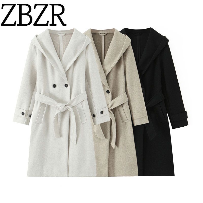 Za Autumn and Winter New Arrivals Women's Clothing Zr European and American Style Fashionable Long-Sleeved Soft Hooded Coat 3046273