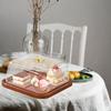 Cake Stand With Lid Bread Organizer Serving Plate Featuring Wood TPE Clear Dome For Pies Cookies