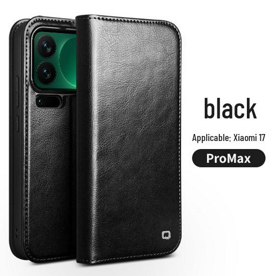 Chali Genuine Leather Xiaomi 17 Pro Max Flip Phone Case with Stand & Lens Protection