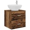 Bathroom Furniture Set 5 pcs Reclaimed Wood Look Engineered Wood and Glass