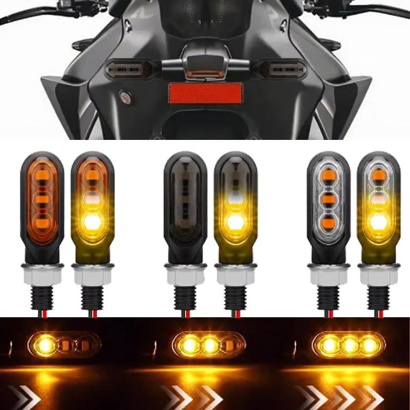 Motorcycle Mini LED Turn Signal Lights Amber Flowing Directional Signal Lamp Intermitentes Moto For Kawasaki Yamaha Cafe Racer