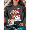 Women'S Christmas Apparel Autumn Women'S Clothing Snowman Reindeer Graphic Round Neck Long Sleeve T-Shirt
