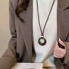 Retro long brown ring pendant necklace women's new high-end starfish necklace niche sweater chain