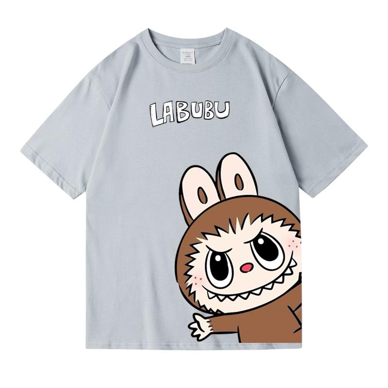 In 2025 The Hot-selling Labubu Kids Print T Shirts Summer Short-sleeved T-shirt Simple Loose and Fashionable Boy Girls Tshirt