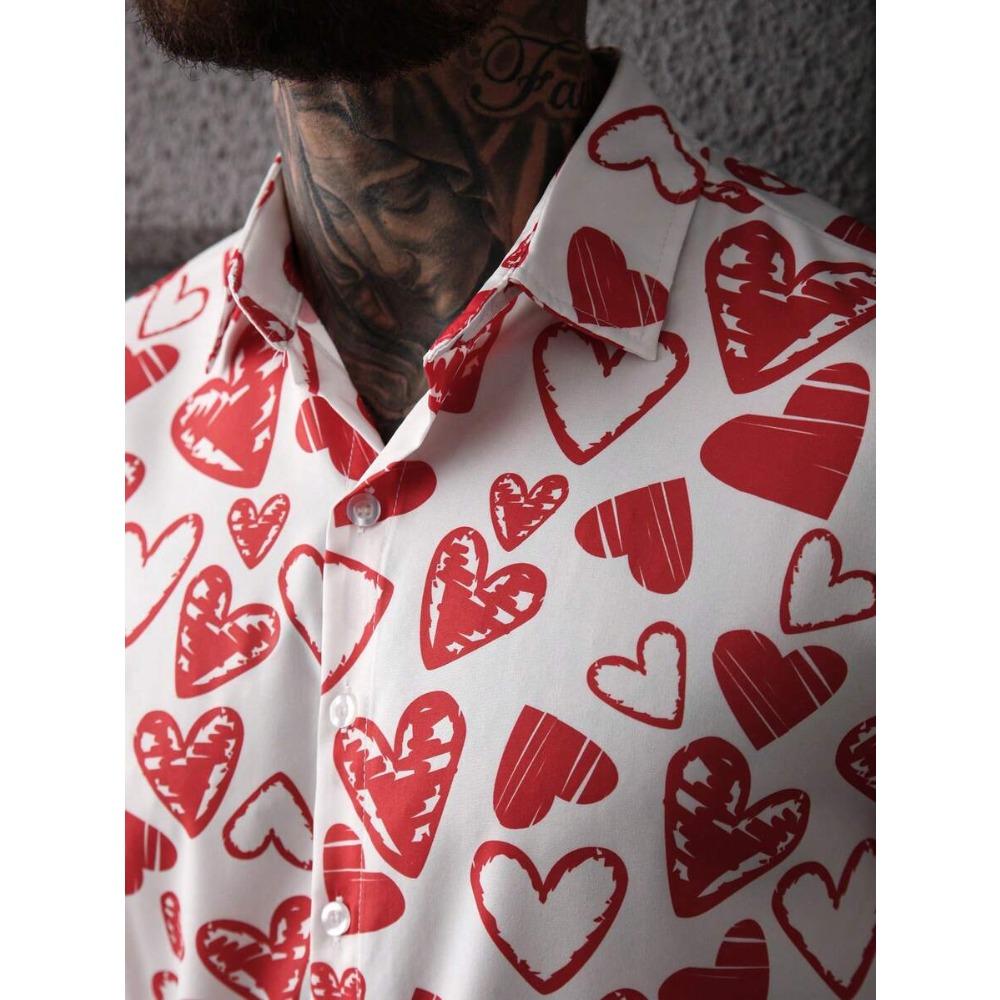 Spring Summer Men Short Sleeve Shirt Men Casual 3D Digital Print Simple Style Shirt Tops 100% Polyester