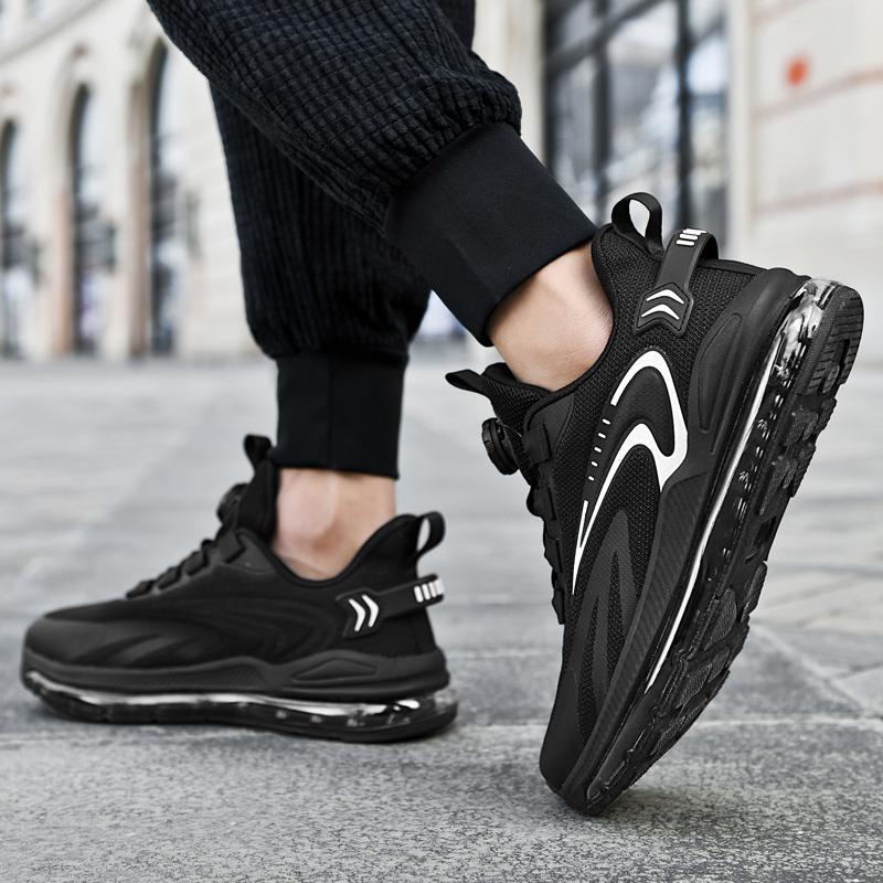 Men's New Mesh Running Shoes Casual Fashionable Breathable Running Shoes with Knob Buckle Popcorn Sole Couple's Sports Shoes