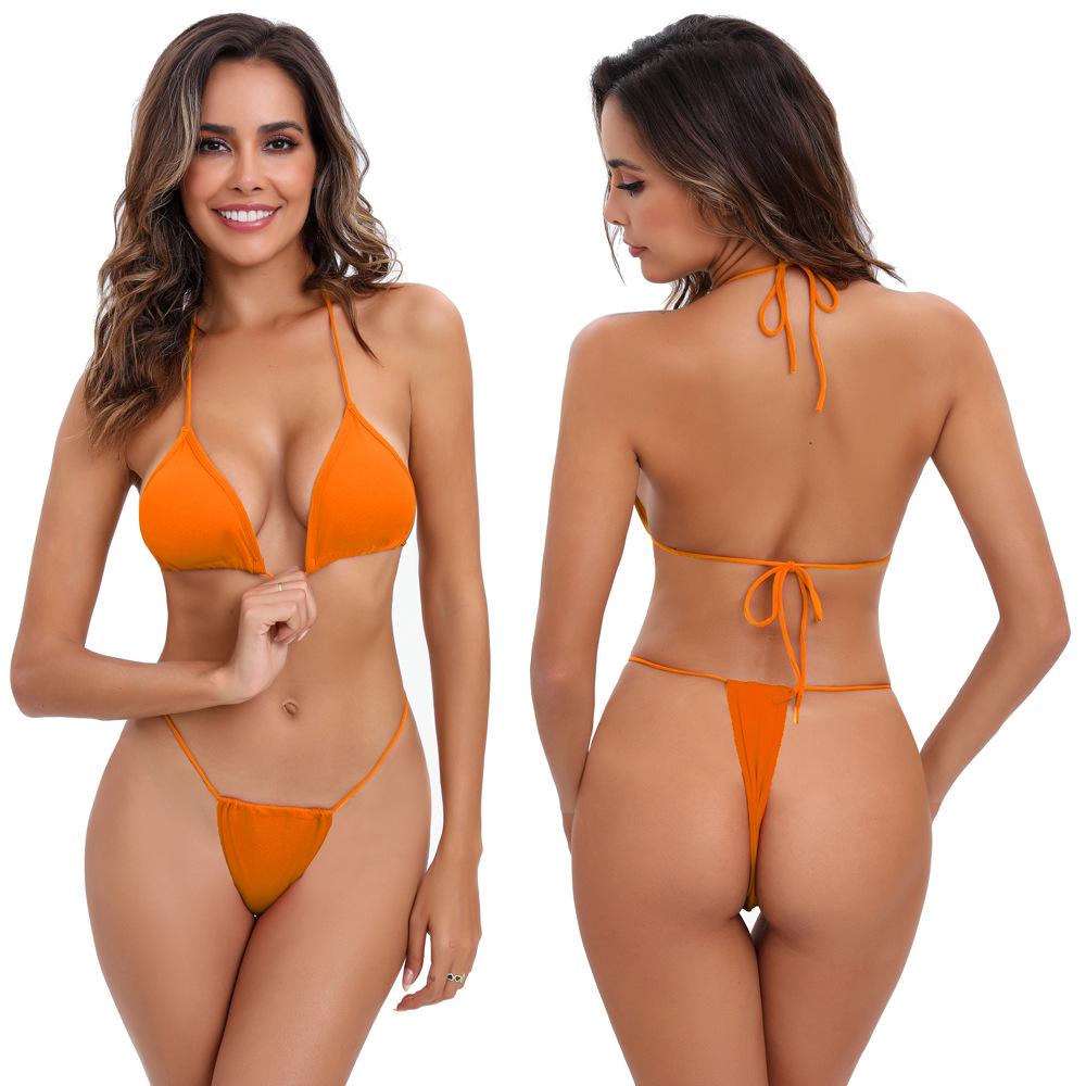 2025 Modern Lace-Up Bikini Solid Color Split Swimsuit - Stylish & Sexy Women's Set