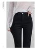 Petite Women's Slimming Black High Waist Cropped Straight Leg Jeans