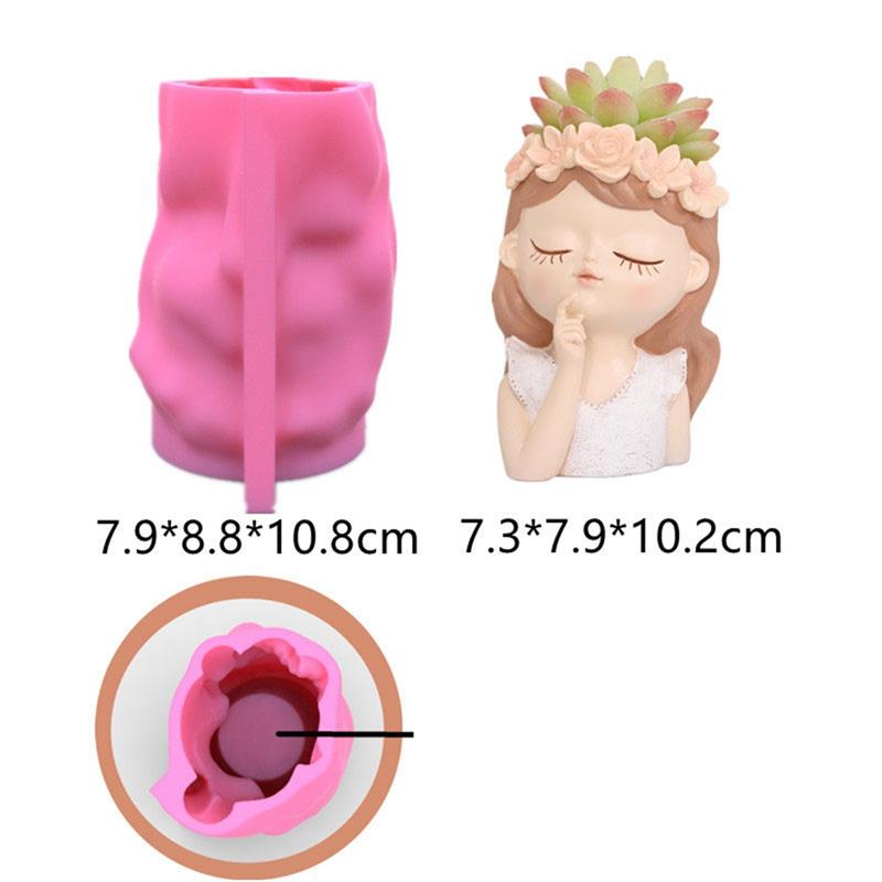 Good-Silicone Mold 3D Cute Girl Flower Pot Mould DIY Handmade Crafts Plaster Candle Crystal Epoxy Resin Mold For Decors
