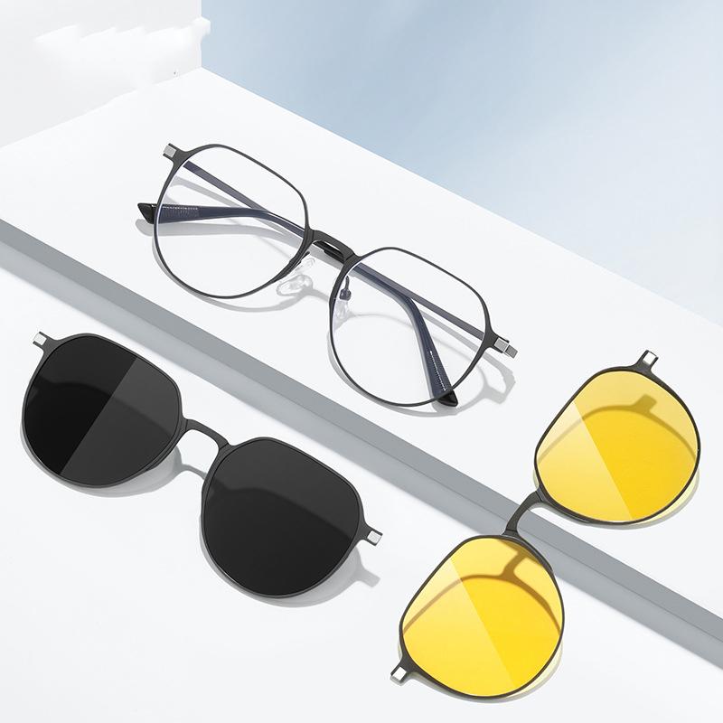 Classic Round Myopia Sunglasses Men Anti Blue Light Polarized Magnetic Clip Glasses Anti-glare Driving Shades UV400 Oculos De