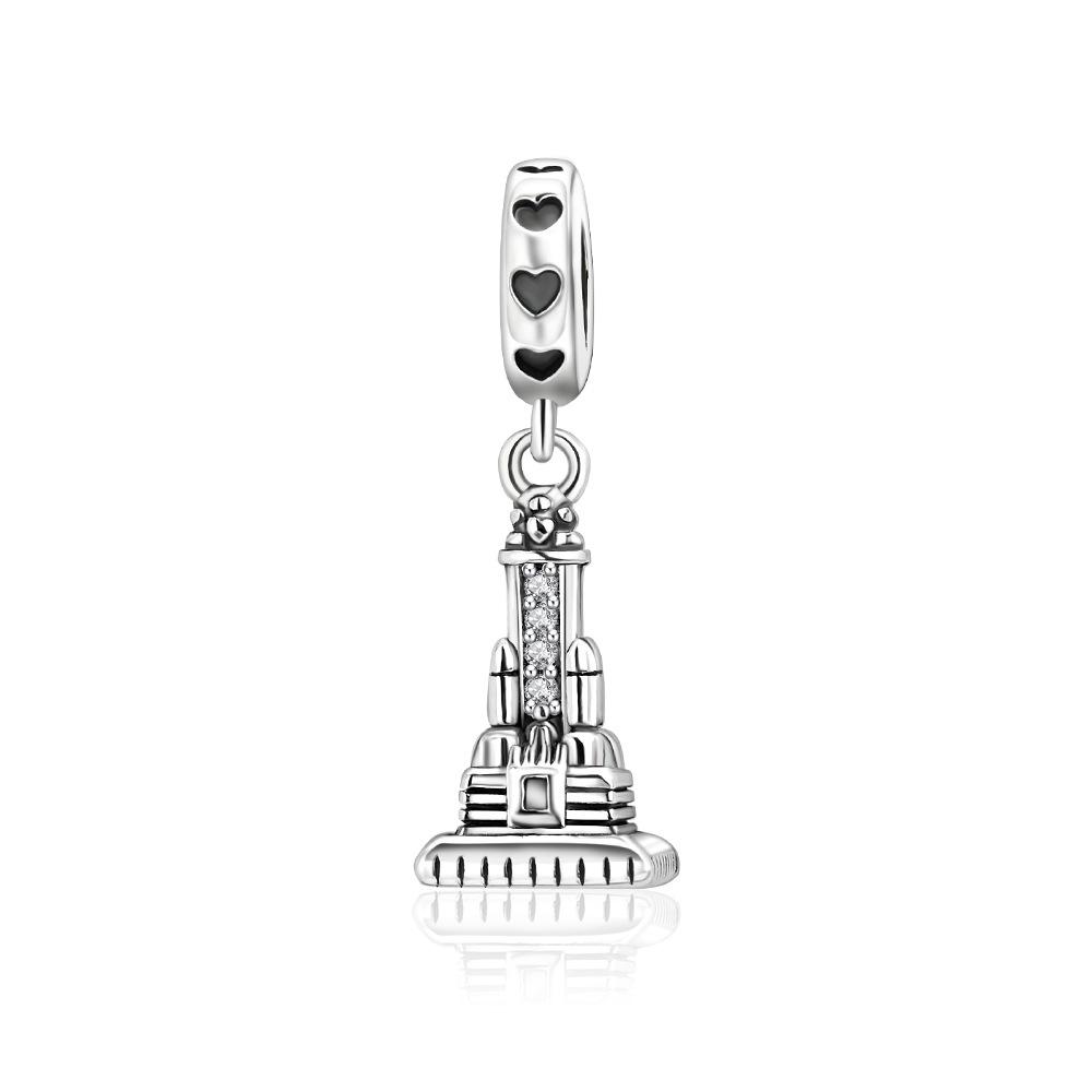 S925 Silver DIY Fashion Castle Ferris Wheel Pendant Charm Jewelry Making Accessory Popular Necklace Ornament