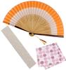 Folding Fan for Folding Fan Folding Fan Handkerchief Layered Clothing [Osaka Choseido] Women, Stylish, Business, Bag, Case, Set, (Osmanthus)