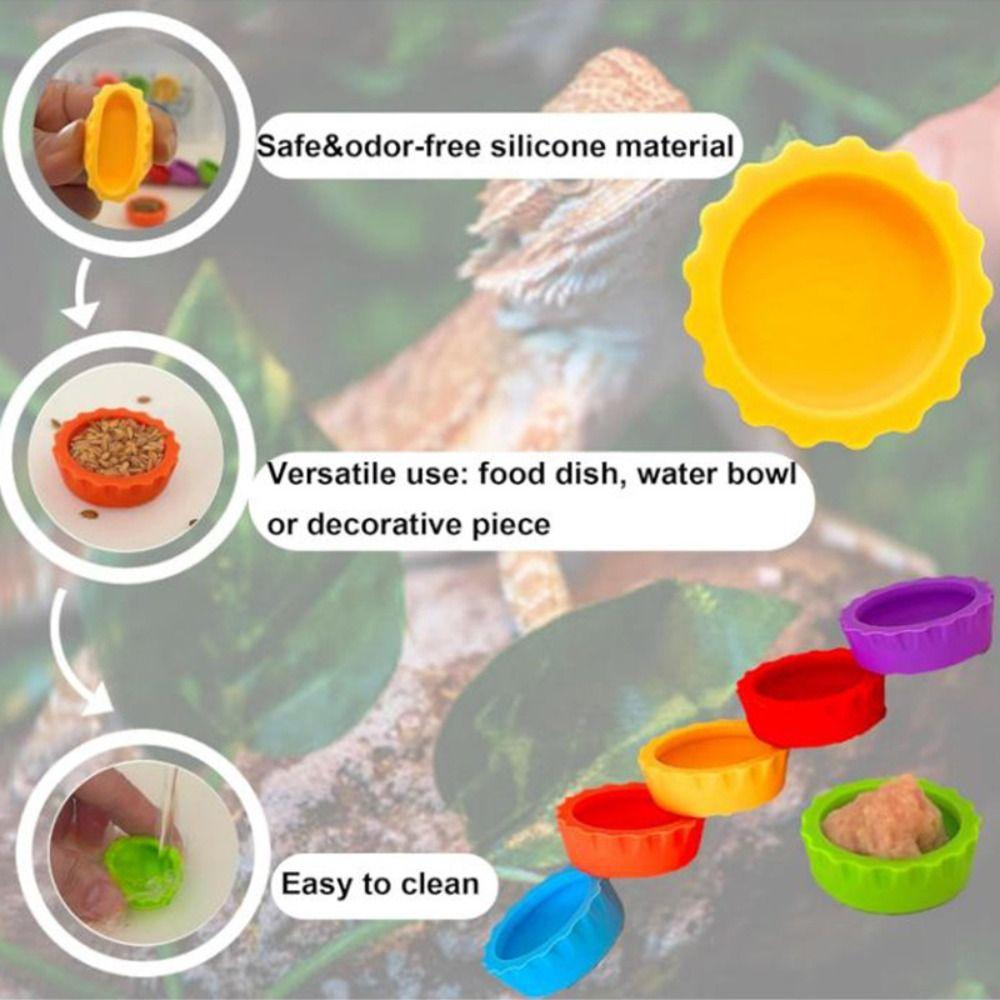 6pcs Silicone Feeding Dish Reusable Gecko Feeding Cups BPA Free Small Reptile Bowl  Pet Supplies