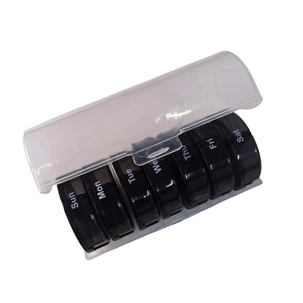 

Dustproof Travel Pill Box Moisture-proof Daily Pill Case At Time First Aid Kit Clear&Black