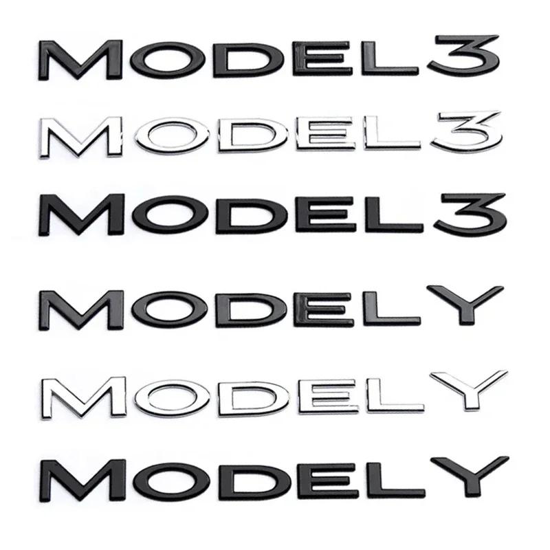 Original 3D ABS Letters Logo For Tesla MODEL 3 Y Car Rear Tailgate Trunk Emblem Badge Decal Stickers Auto Styling Accessories