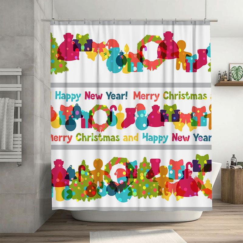 

Tu Festive Christmas Shower Curtain Holiday Bathroom Decor Reversible Waterproof Holiday Decor Festive Xmas Pattern Backdrop Par W60H190(CM)-1 Pcs