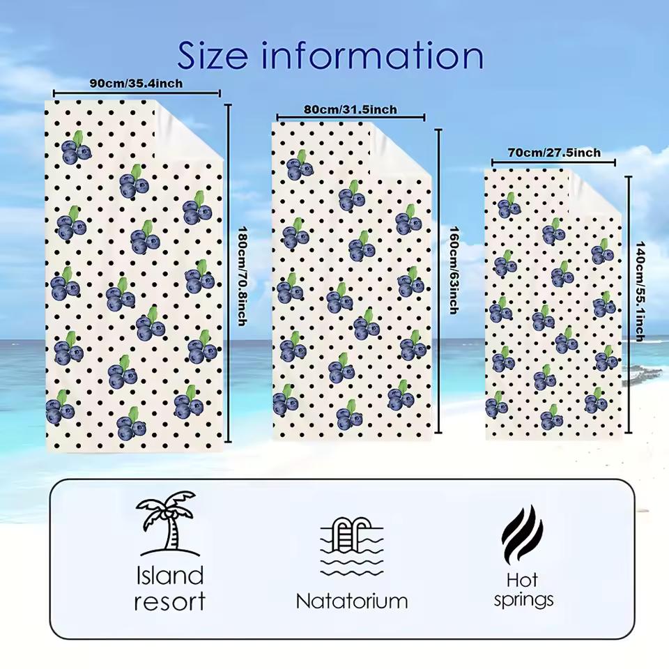 Blueberry Dot Quick Drying Microfiber Beach Towel Lightweight for Swimming Camping Yoga - Bath Towel