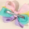 2Pcs Trendy Patchwork Bow Hair Clips Ribbon Colour Hairpins Barrettes With Unique Design Kids Girl Hair Accessories Headwear