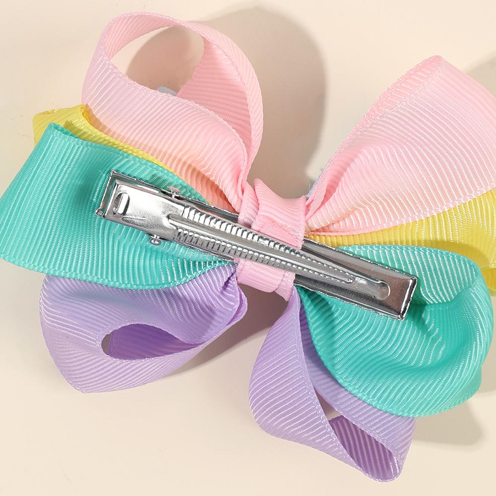 2Pcs Trendy Patchwork Bow Hair Clips Ribbon Colour Hairpins Barrettes With Unique Design Kids Girl Hair Accessories Headwear