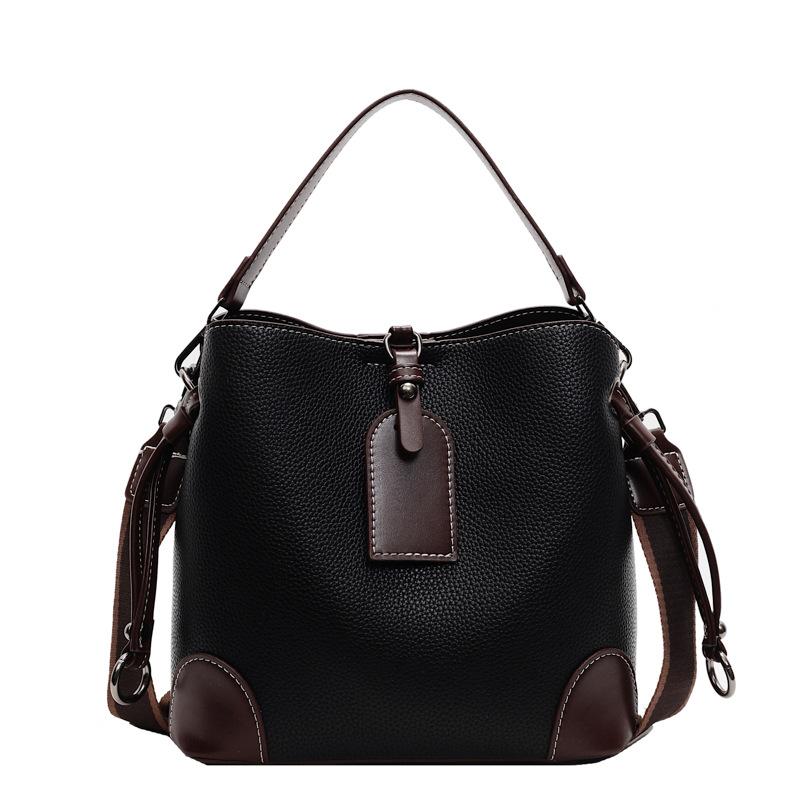 Autumn and winter large-capacity portable bucket bag splicing shoulder messenger bag texture fashionable tote bag women