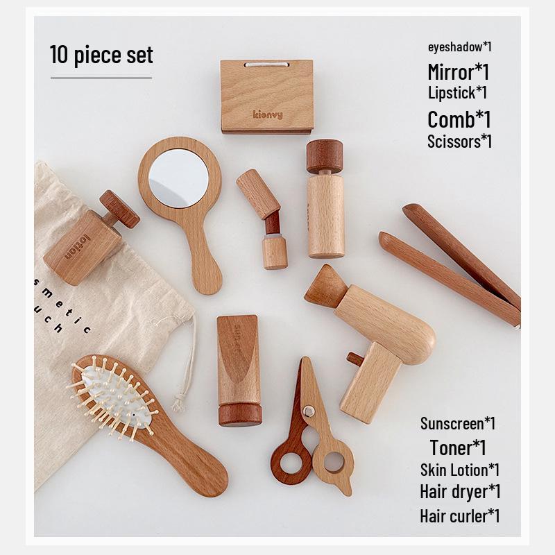 High-Quality Beech Wood Pretend Play Toys: Kitchen, Supermarket, Makeup & More. Smoothly Sanded for Role Play.
